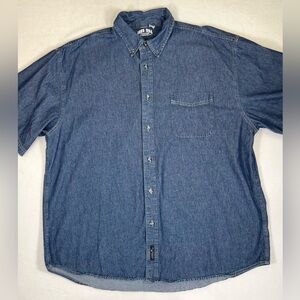 JOE’S USA ATHLETIC APPAREL Men’s Short Sleeve Blue Denim Button Down 3X Cotton